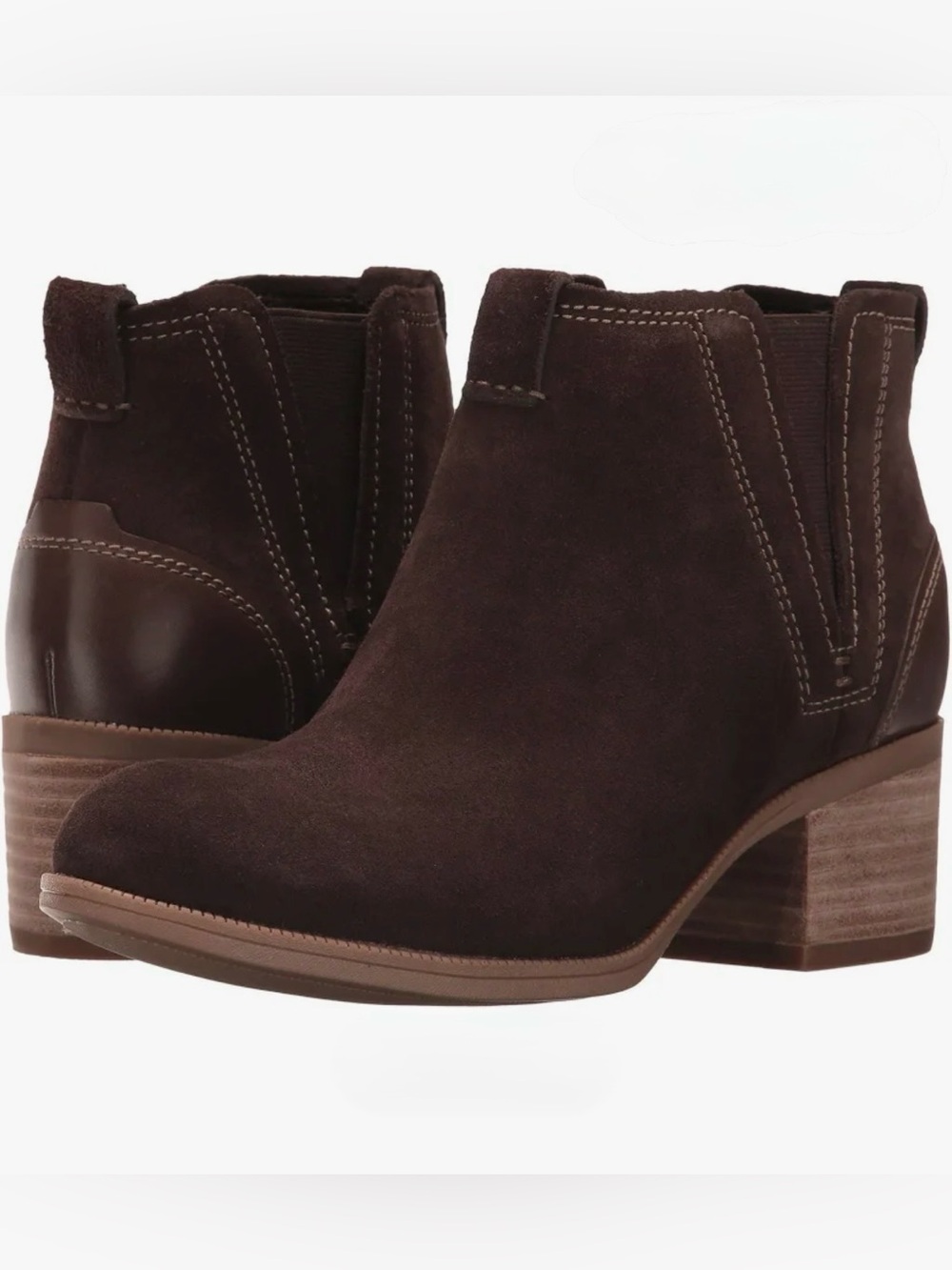 Clarks Maypearl Daisy Dark Brown Suede Chelsea Ankle Boots Size 8